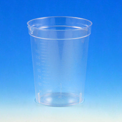 Globe Scientific Specimen Container, 6.5oz, with Pour Spout, PS, Graduated Beaker; Pour Spout; Collection Cup